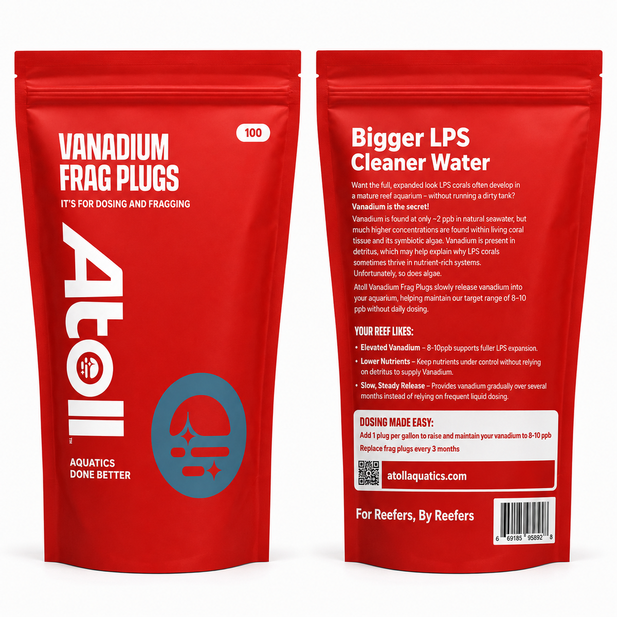 Atoll Vanadium Frag Plugs for Reef Aquariums